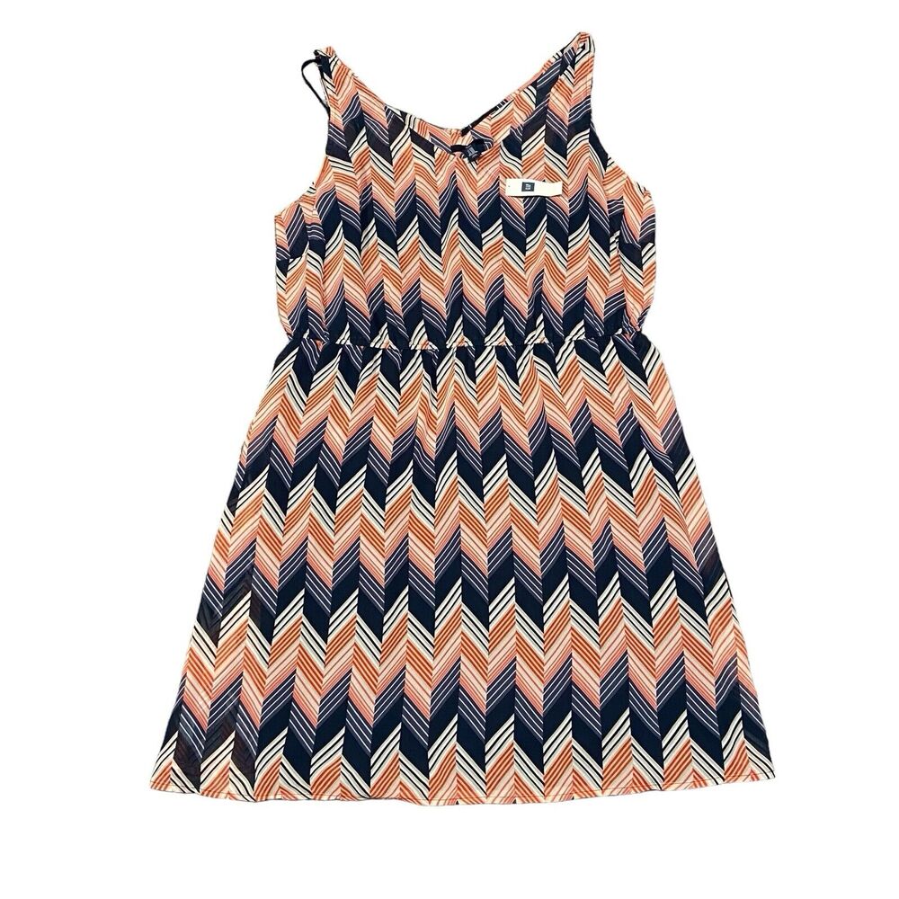 Gap Womens Size XXL Pullover Sleeveless Dress Navy Blue Coral Orange 100%‎ Poly